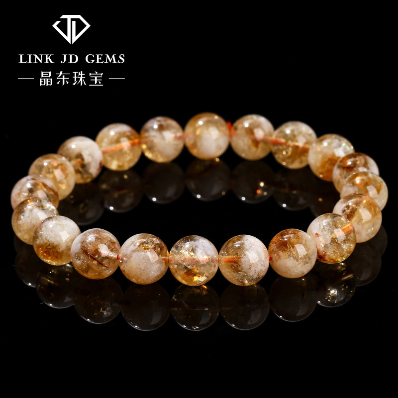 Jingdong Jewelry Fashion Simple Style Men's and Women's Bracelet Wholesale Natural Snowflake Yellow Tower Crystal Honey Milk Cover Bracelet