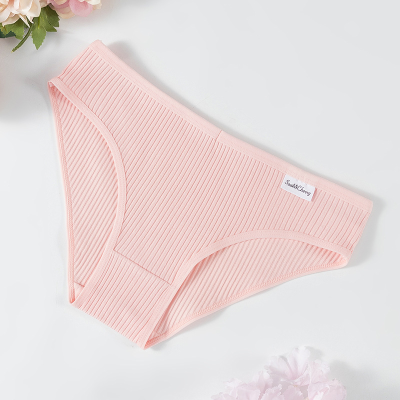 Nuevo algodón damas roscado colorido cintura baja transpirable doble ropas de chicas fabricantes de venta directa