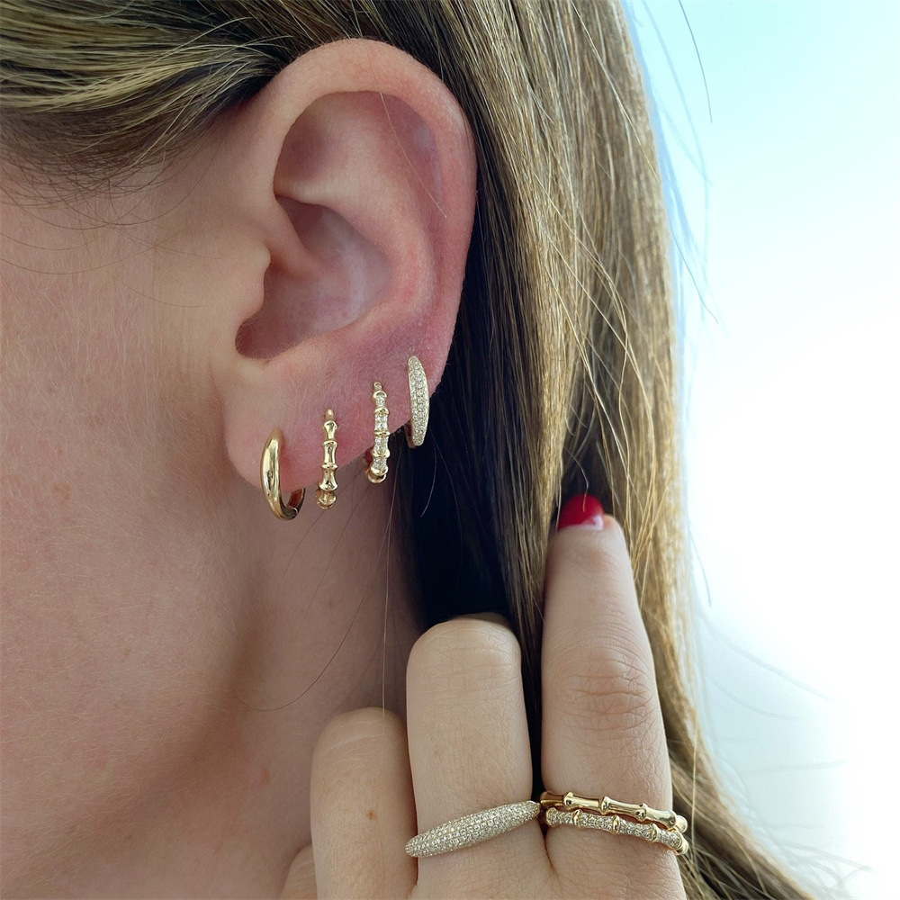 new zircon 18K gold color preservation copper fashion circle ear buckle geometric jewelry