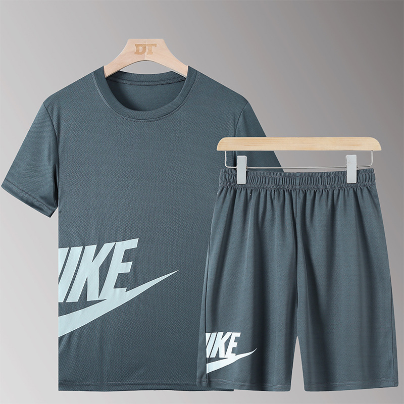 Men's Summer Short-sleeved T-shirt Sportswear Two-piece Set Loose Casual Pants Oversized Running Suit Quick-drying Pants