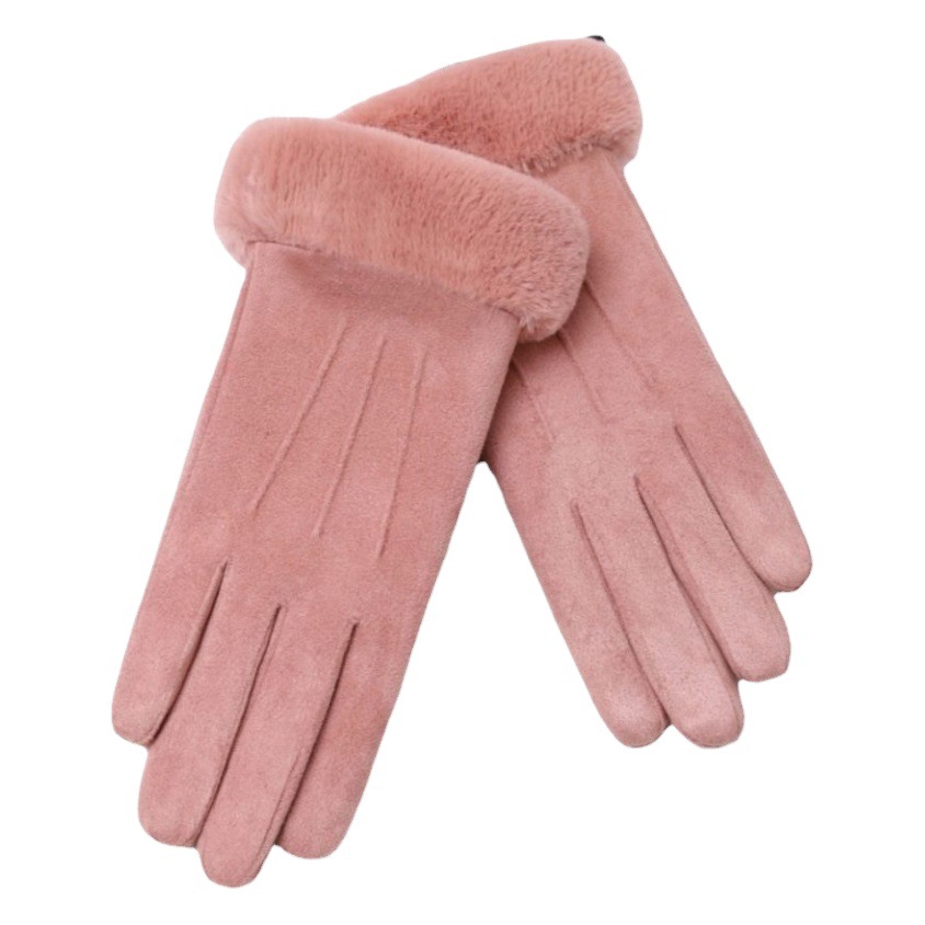 Guantes térmicos de invierno para mujer, de gamuza forrada y táctiles
