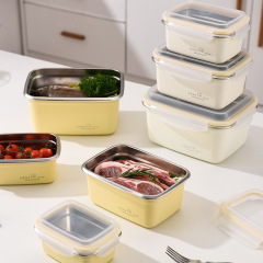 エンバクケース電子レンジ加熱弁当箱304ステンレス鋼食品弁当アウトドアキャンプ収納冷蔵タッパー
