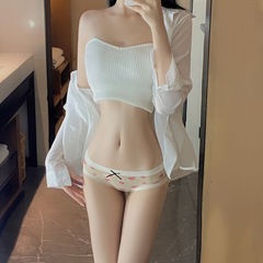 奶油冰淇淋~親膚款網紗內褲女純色卡通印花中腰女士純棉襠三角褲