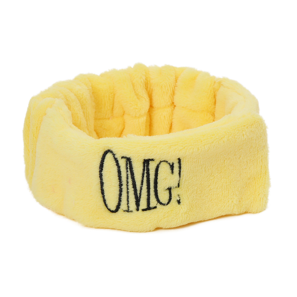 Europa y los Estados Unidos nuevos velcro turbante OMG letras bordadas correa de cabello para mujeres lavar la cara SPA banda de cabello ancho borde peluche adornamiento para el cabello