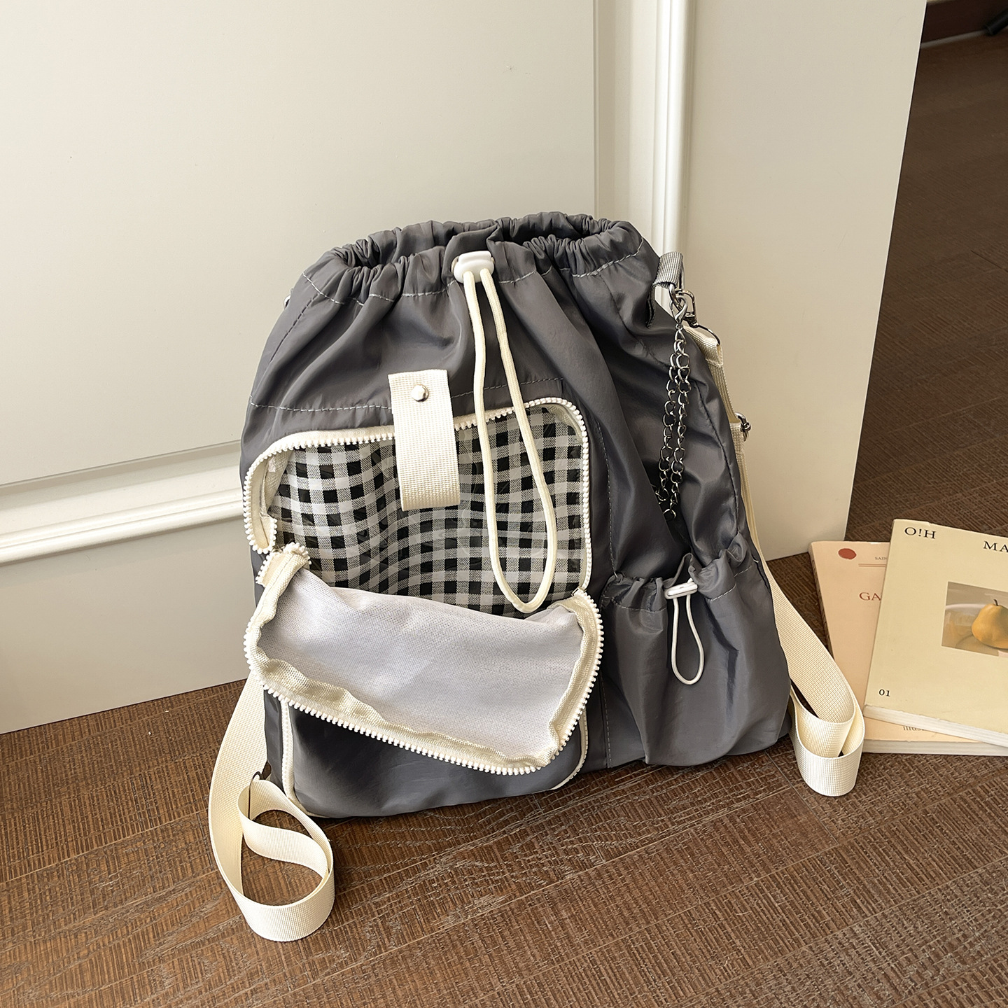 2026 nueva tendencia de gran capacidad bolso de hombro para mujeres lindas niñas de la escuela de viento bolsa de cuerda casual bolsa de dolor