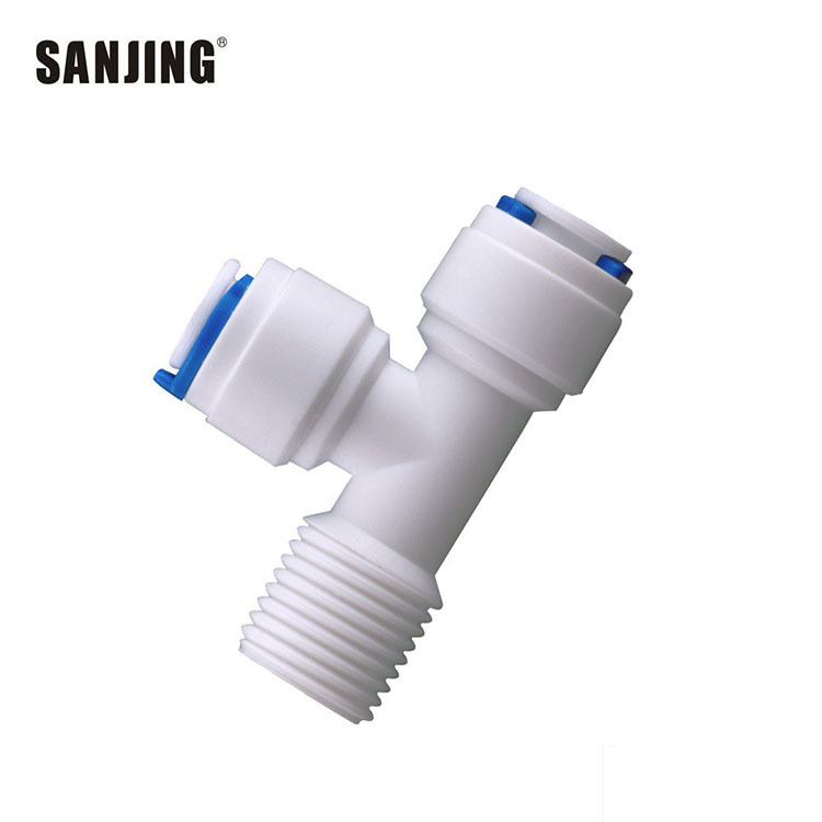Comercio al por mayor 7544 conector purificador de agua de 2 puntos dientes a su vez 2-punto tubo tee con anillo de sello tipo O boutique conector de enchufe rápido