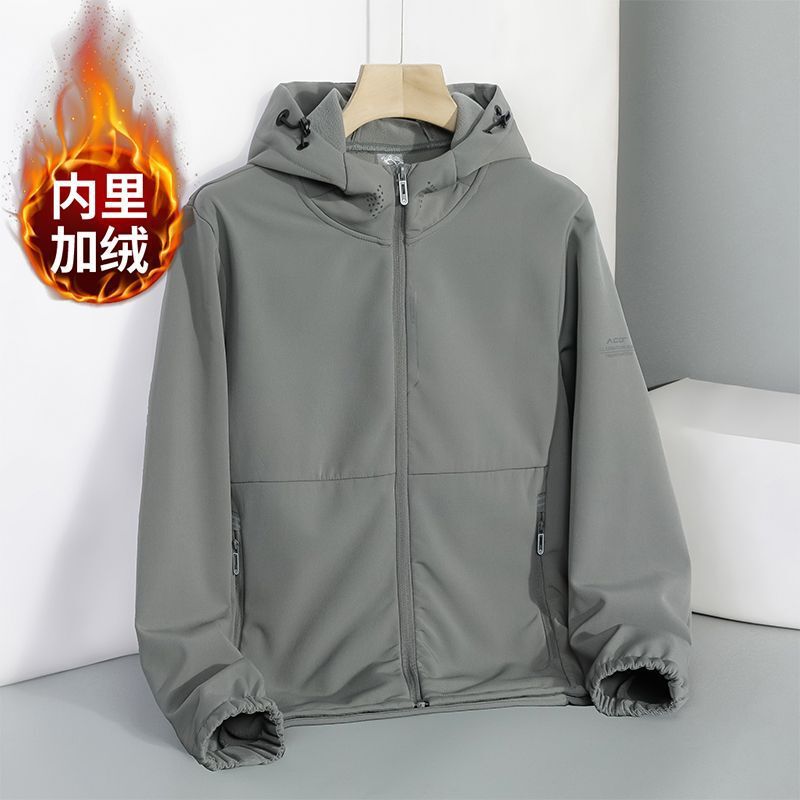 Low Price and High Quality Outdoor Soft Shell Jacket Plus Velvet Jacket Men's Jacket Autumn Style Warm