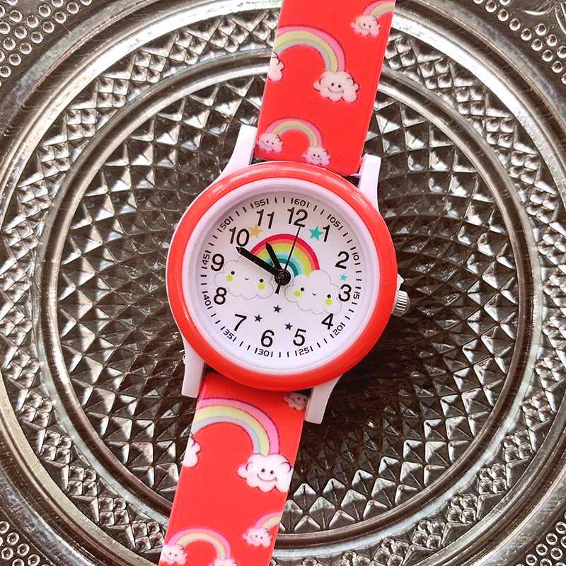 Pointer Display Type Cartoon Style Rainbow Buckle Quartz Kids Watches