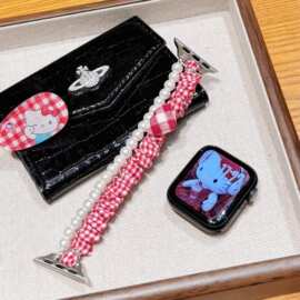 发圈珍珠弹力绳表带适用苹果Apple表带iwatch10/987654321SE表带