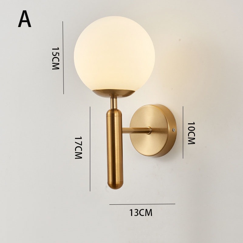 Lámpara de Pared Interior para Pasillo de Aluminio y Vidrio con Interruptor de Perilla para Dormitorio y Balcón
