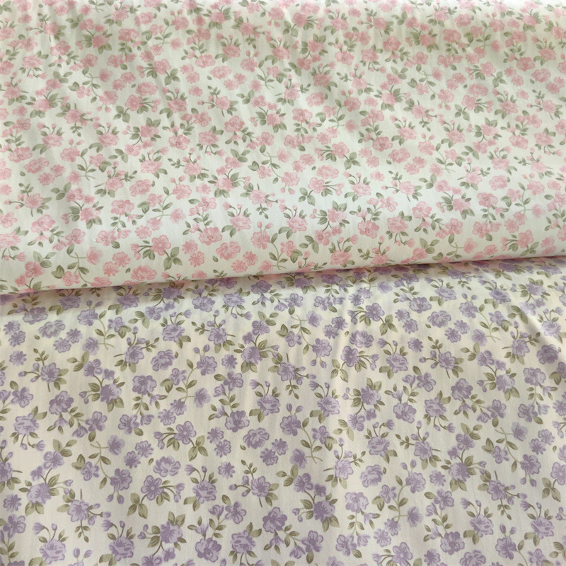 Pastoral Style Printed Fabric Floral Fine Rose Flower Carding Cotton Lining Pure Cotton Fabric Handmade Floral All Cotton Fabric