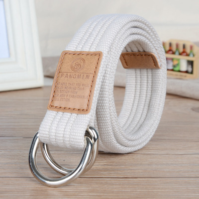 Korean version of 20 colors universal canvas belt for men and women, casual business jeans, double ring buckle belt, outdoor braided style