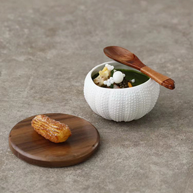 Spanish Creative Sea Urchin Bowl Ceramic Mold Cup Handmade Bowl Mini Bowl Caviar Plate Cup Molecular Cuisine
