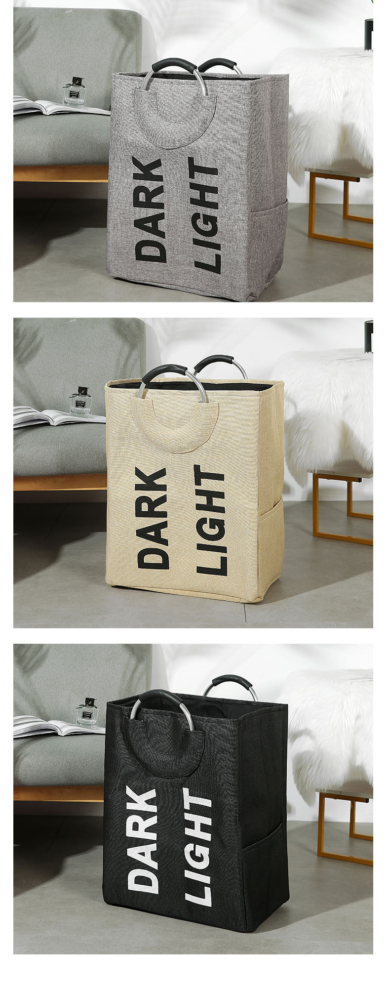 Plain Cotton And Linen Compartments Large Capacity Thickened Storage Bag Wholesale Nihaojewelry display picture 3