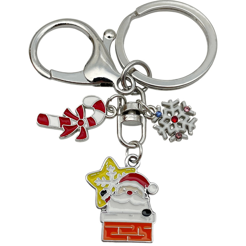 クロスボーダーサンタクロースの日クリスマスツリーデーかわいいキーホルダー合金キーチェーンバッグペンダントジュエリー小さなギフト|undefined