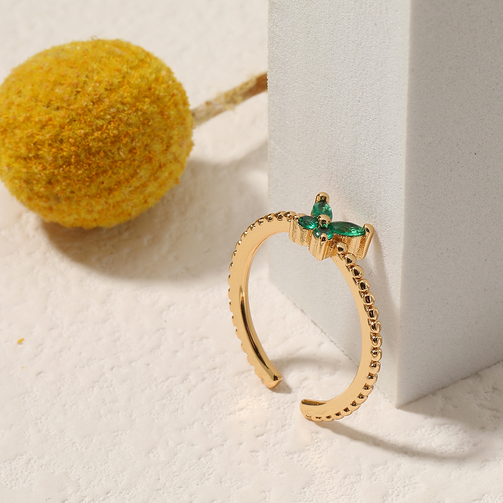 Simple Style Butterfly Copper Gold Plated Open Ring 1 Pair