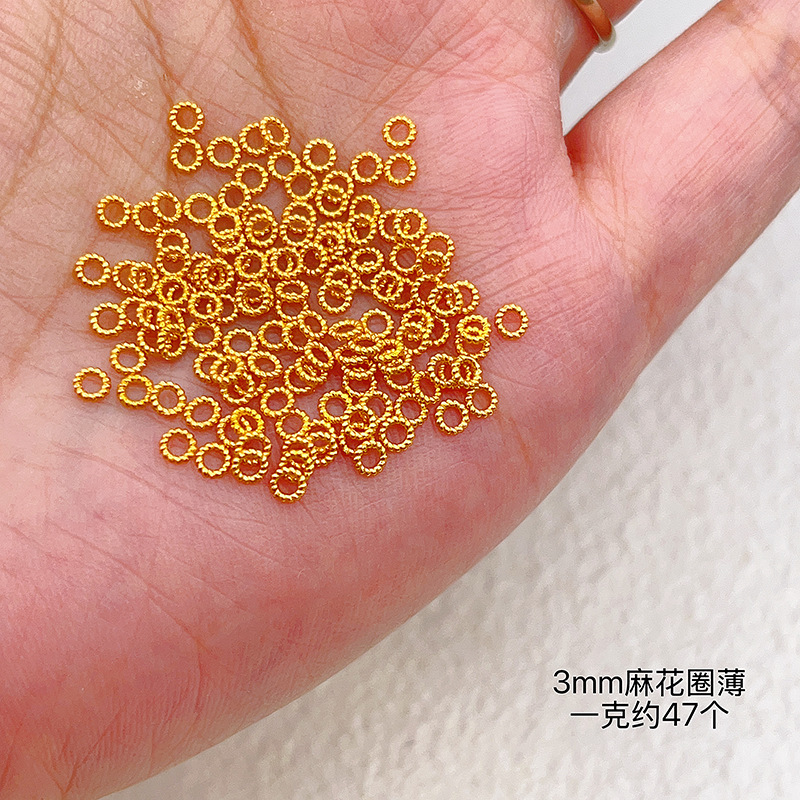 S925银镀24K金麻花圈盘缠圈手链项链串饰diy配件手工隔珠半成品|undefined