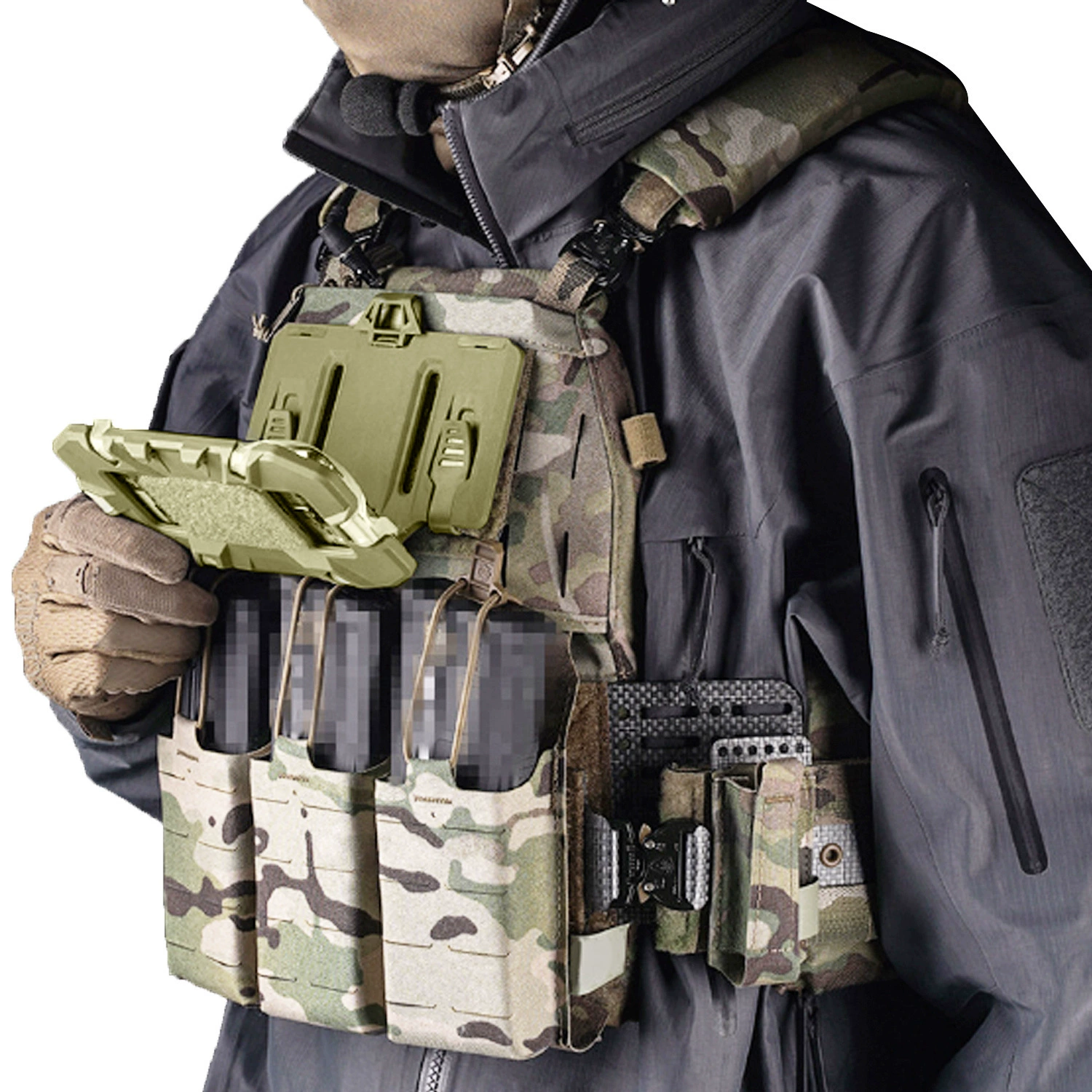 Тактический жилет, складной держатель для мобильного телефона, нагрудная панель для навигации по мобильному телефону, удобная нагрудная подвесная доска для мобильного телефона с креплением Molle