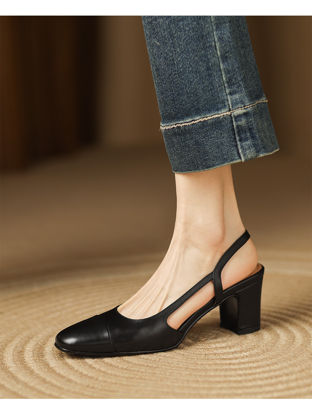 Sandal cao gót nữ mũi kín quai chéo buộc dây phong cách Hàn Quốc — đen chi tiết 11