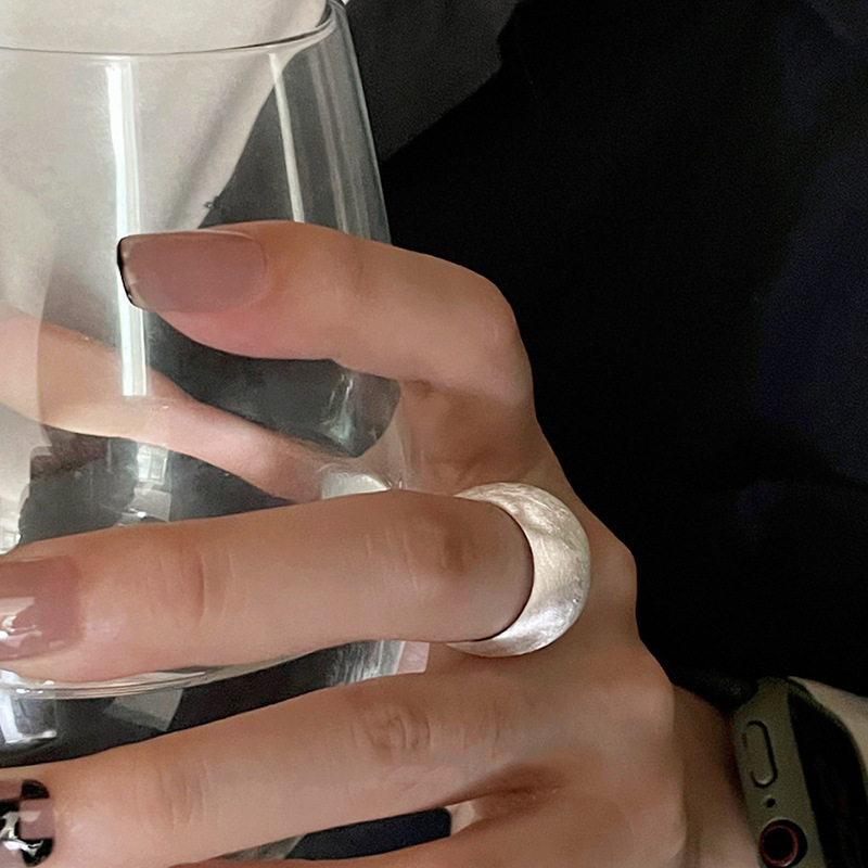 拉絲磨砂饅頭戒指女ins極簡風韓國時尚簡約百搭高級感素圈食指環