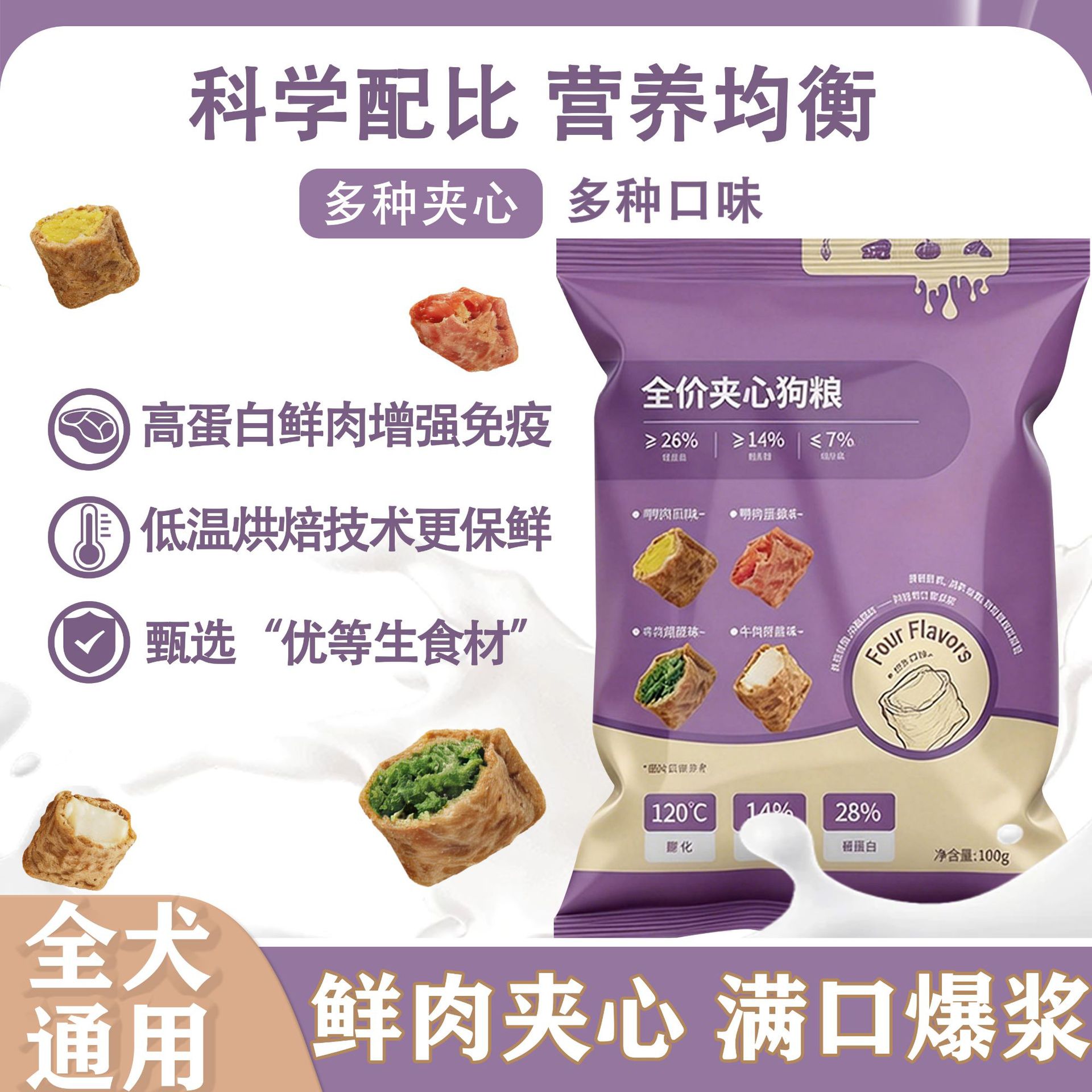 Alimentos para perros sándwich horneado a baja temperatura, alimentos para perros, carne de pato fresca para perros adultos pequeños y medianos, paquete de prueba de precio completo.