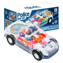 电动玩具警车透明齿轮概念车灯光音乐万向车警车模型玩具地摊厂家