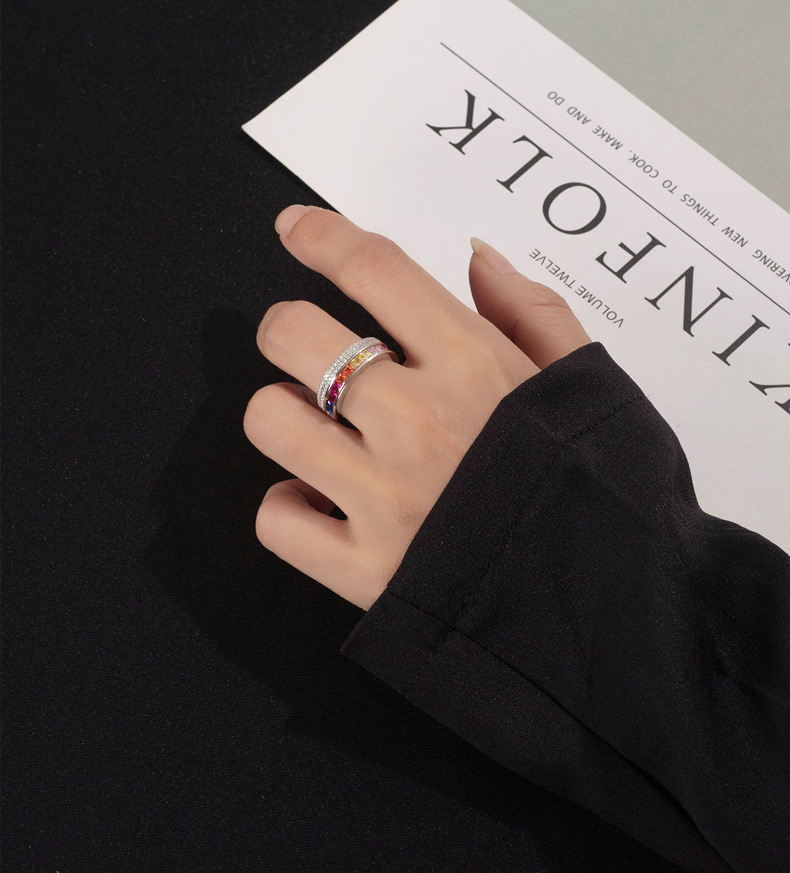 Luxurious Geometric Sterling Silver Diamond Zircon Rings