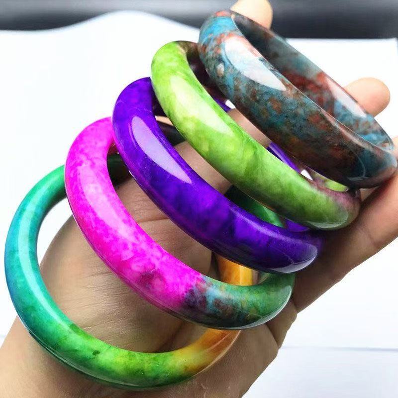 South African Shuji Lai Multicolor Bracelet Cherry Blossom Pink Starry Sky Blue Multicolored Gemstone Jade Bracelet Gift Jade Bracelet Live Broadcast South African Shuji Lai Multicolor Bracelet Cherry Blossom Pink Starry Sky Blue Multicolored Gemstone Jade Bracelet Gift Jade Bracelet Live Broadcast