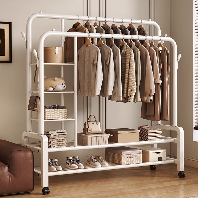 Floor-Standing Clothes Drying Rack for Home Bedroom, Simple Mobile Coat Rack for Room Dormitory, Clothes Drying Rack