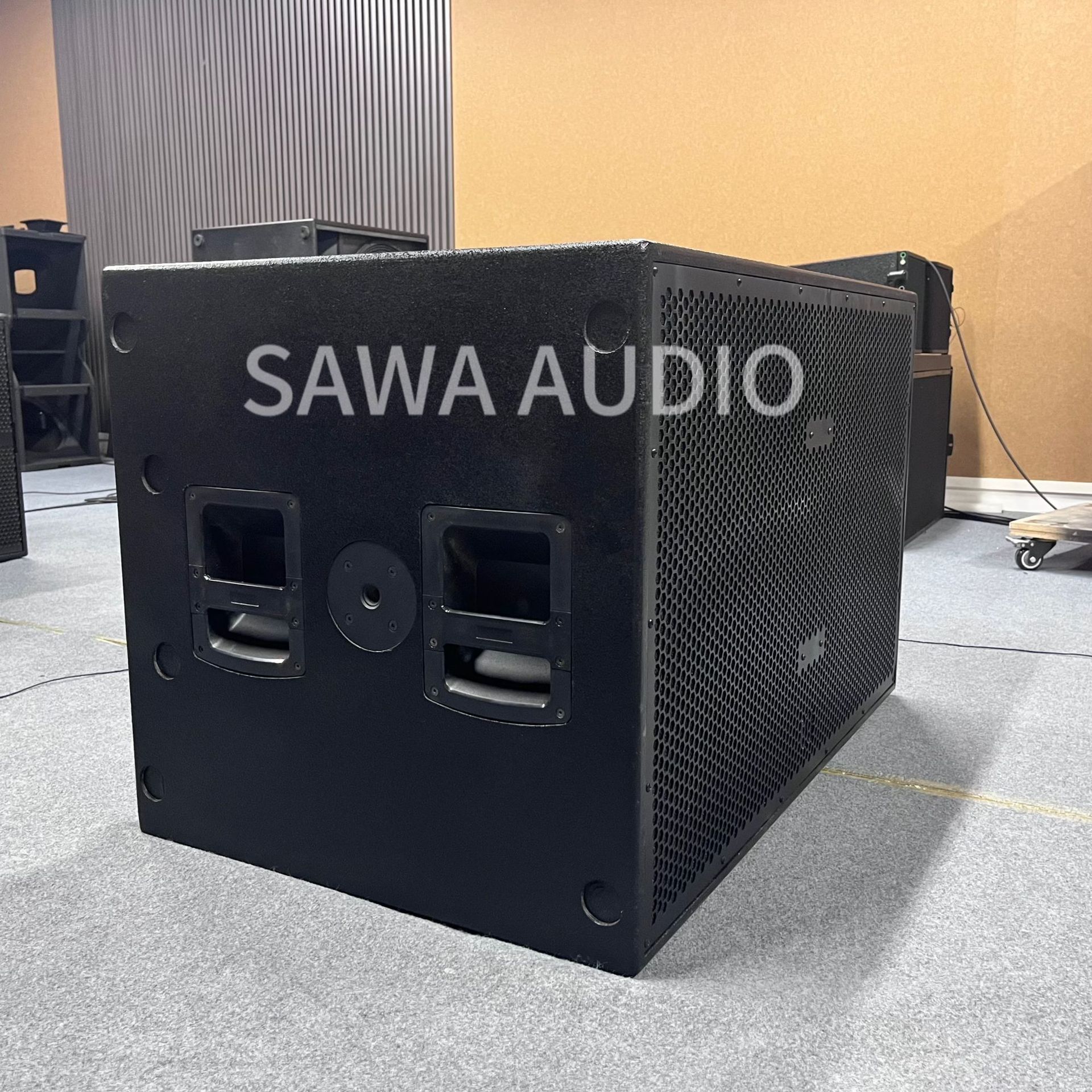 Dual 18 pulgadas linear matriz de sonido subwoofer profesional al aire libre subwoofer de alta potencia rendimiento de escenario