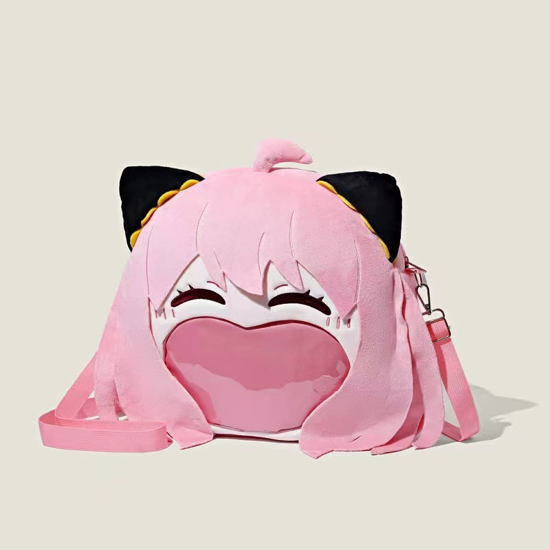 2D Pin Display Backpack, Anime Plush Front with Clear PVC Window, One Size (Hatsune Miku & Characters)