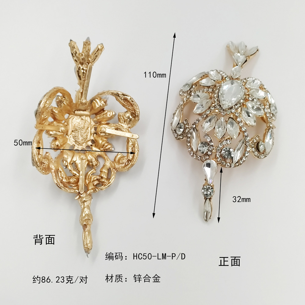 Zapatos complejos retro chinos con Phoenix-tipo talón decoración hueco metal pieza accesorios zapatos de boda zapatos de tacón alto zapato femenino cubierta