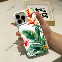 北欧站爆款彩绘绿色树叶适用iPhone17菲林手机壳苹果16高级感防摔