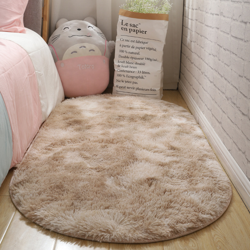 Luz de lujo dormitorio mantas de cama sala de estar oval simple estera de suelo vello largo teñido antideslizante balcón estera de ventana flotante paquete suave image 23