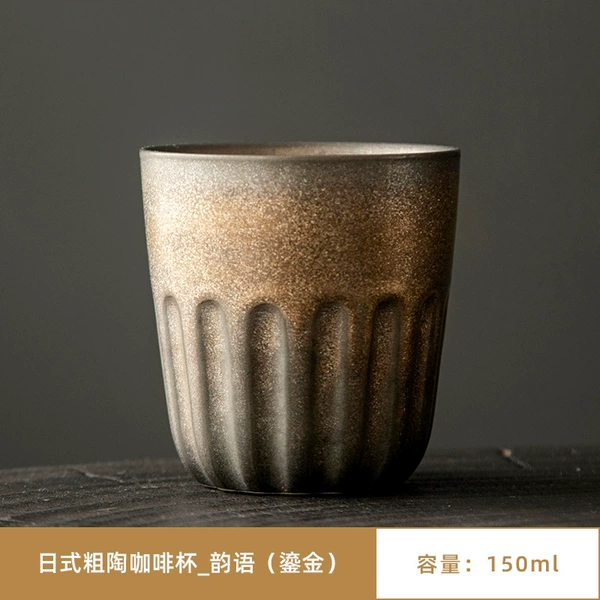 Japanese style stoneware coffee cup - Yunyu gilt