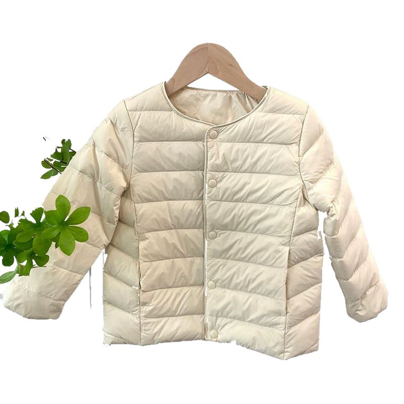 Трансграничный детский легкий пуховик Pinghu на подкладке верхняя одежда 2023 Зимний белый утиный пух для девочек среднего и большого размера