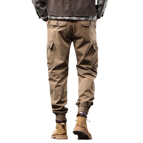 Spring 2025 American Retro Men's Casual Loafers with Loose Ankle, Multi-Pocket Work Pants Trend Brand