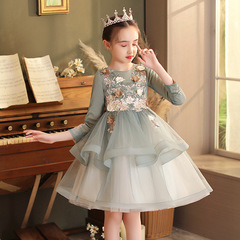 Children's ballgown winter dress for older children, wedding princess dress, performance costume, long dress