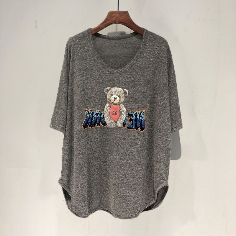 ファットmm 150kg ゆったり大きいサイズ ミドル丈 UVカラー 半袖 Tシャツ レディース 夏新作 韓国版 痩身お腹カバートップ|undefined