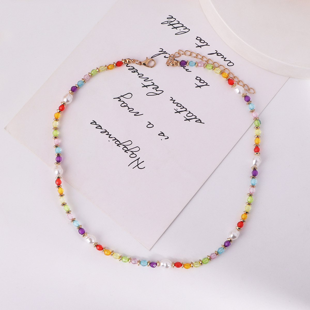 Retro Multicolor Copper Necklace Pearl Copper Necklaces