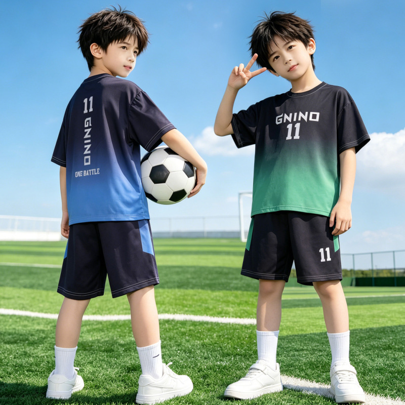 Boys' Summer Outfit 2026 New Style Sports Short-Sleeve Shorts Two-Piece Set for Older Children Quick-Dry Basketball Clothing Trendy and Stylish Boys' Summer Outfit 2026 New Style Sports Short-Sleeve Shorts Two-Piece Set for Older Children Quick-Dry Basketball Clothing Trendy and Stylish