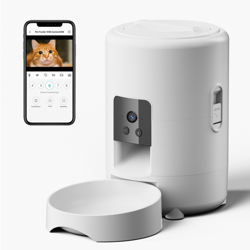 亚马逊爆款宠物自动喂食器猫狗视频按键WiFi喂食器   可贴标|undefined