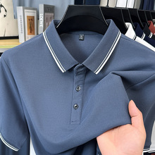 季末跑量款男士短袖纯色翻领T恤中年爸爸装男式百搭款半袖男上衣