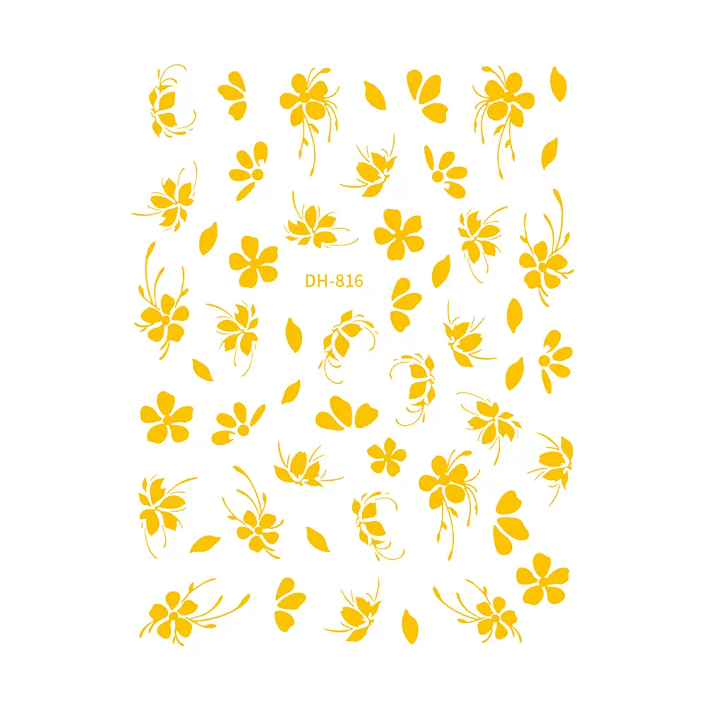 Redanco新款3D平面网红金色小野花美甲贴纸立体背胶指甲贴DH-819