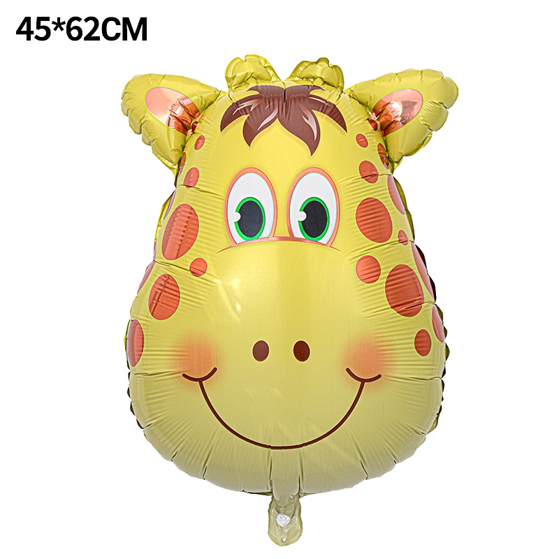 Venta caliente cabeza de animal película de aluminio globo tema de cumpleaños fiesta decoración de dibujos animados león cabeza de tigre papel de aluminio globo al por mayor