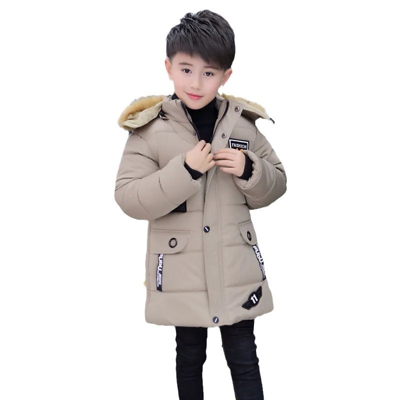 2024 invierno para niños nueva chaqueta acolchada de algodón engrosada chaqueta acolchada para niños de longitud media más terciopelo versión coreana de la chaqueta acolchada para niños grandes
