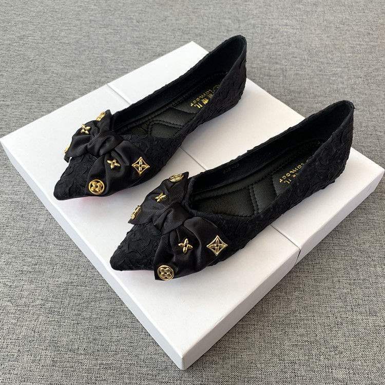 小香风平底鞋2025年新款名媛风配裙外穿蝴蝶结软底单鞋潮流女鞋