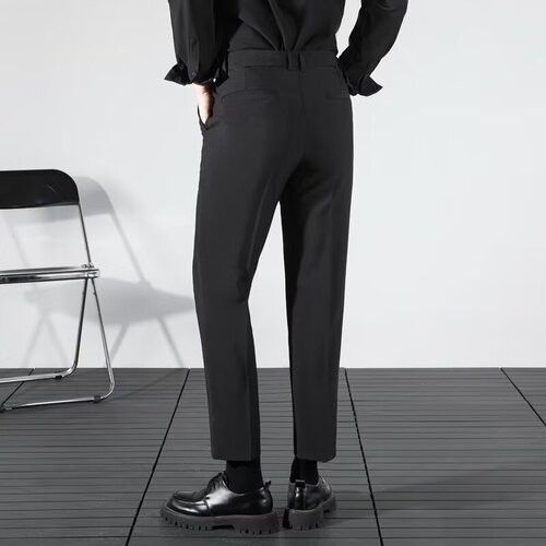 Chandelier nine-point small western pants, light mature style, spring and autumn straight leg casual suit pants, trendy Insta Korean men's pants