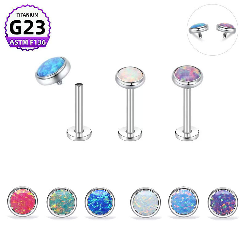 Silver pointed spike labret stud material detail