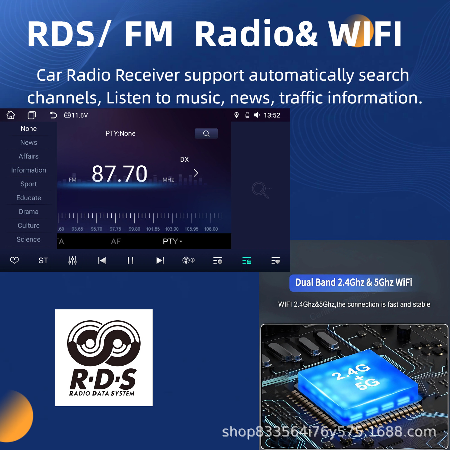 Cross-Border 7inch Car-Mounted Carplay Android 13 Logo 308/408 Connected Multimedia Gps Navigation 2010-16